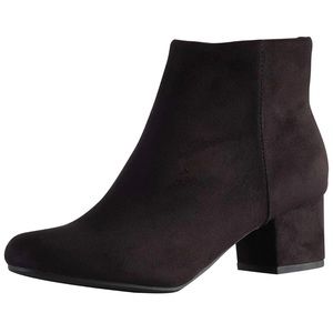 Women’s Black Round Toe Low Heel Ankle Bootie